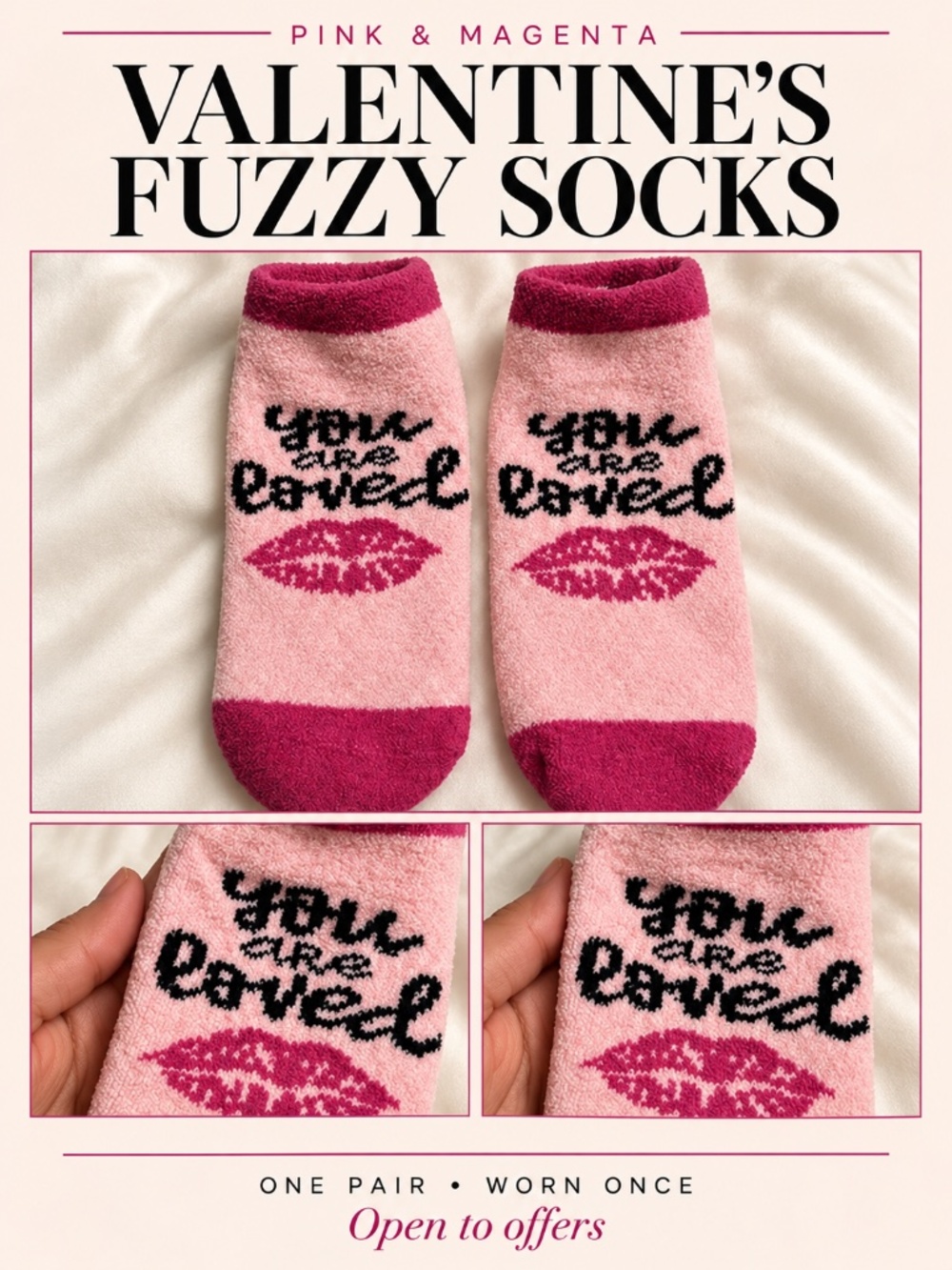 Pink & Magenta Valentine’s Fuzzy Socks